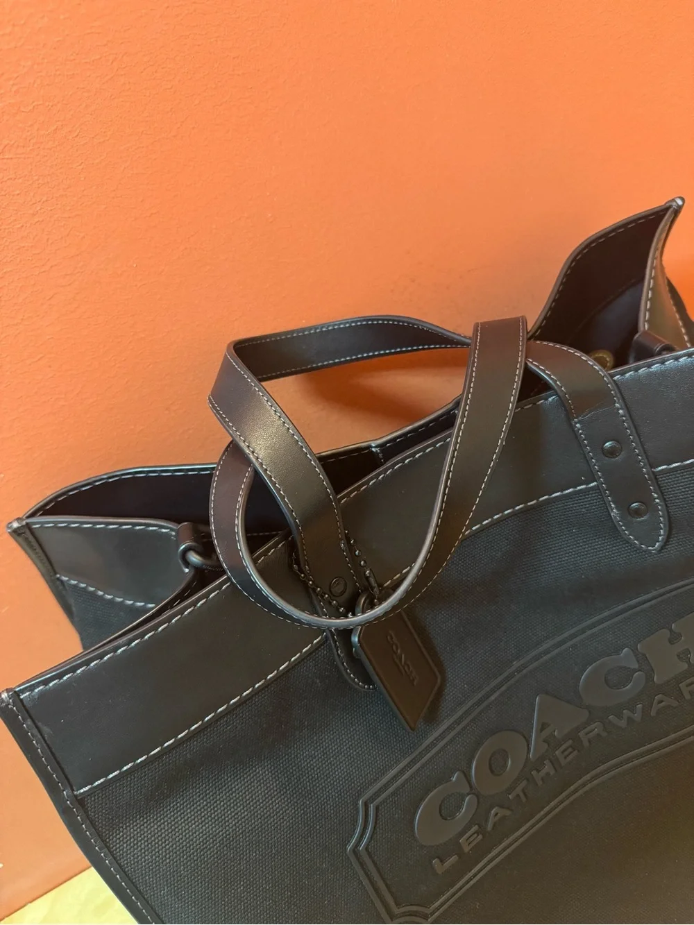 MINT Coach 1941 Field Tote 40 Black Canvas Leather Bag FULL SET